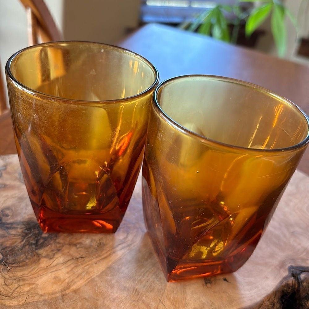 Mid Century Vanity Amber by Colony On the Rocks Barware Glasses